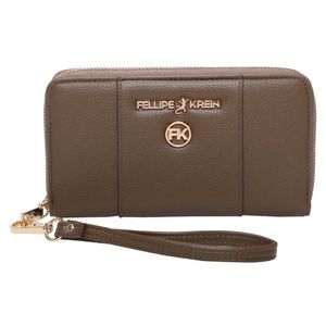 Carteira Alça de Mão Grande Fellipe Krein Aw23 FK588 Marrom - Khaki