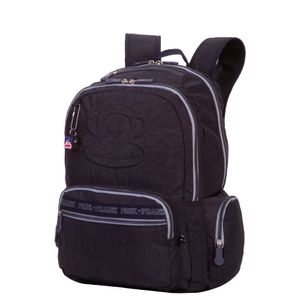Mochila Grande 2 Compartimentos Paul Frank Classics - Cinza Chumbo