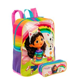 Kit Mochila Grande e Estojo 2 Compartimentos Gabby Colorido - Fadas