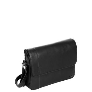 Bolsa Carteiro com Aba Couro Sestini Bulls - Preto