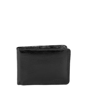 Carteira em Couro Masculina com Aba e Visor - Preto