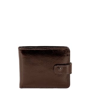 Carteira em Couro Masculina com Fecho e Porta Moedas - Café