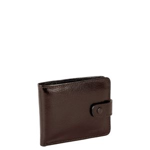 Carteira em Couro Masculina com Fecho e Porta Moedas - Café