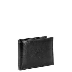 Carteira em Couro Masculina sem Fecho e Porta Moedas Interno - Preto