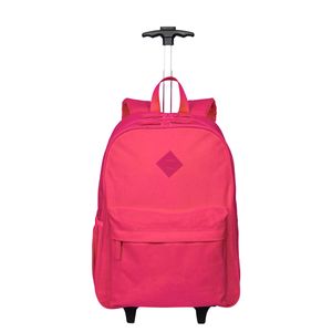 Kit Mochila Carrinho Externo mais Lancheira Pocket e Estojo Artístico Sestini Crinkle Rosa - Pink