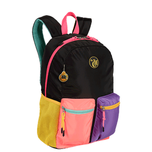 Mochila Grande Capricho Contrast - Preto e Rosa