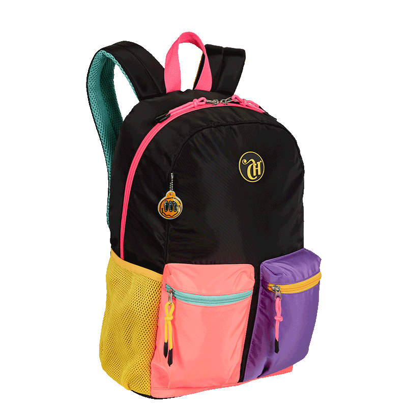 マドンナ Mochila Grande Capricho Contrast - Preto e Rosa