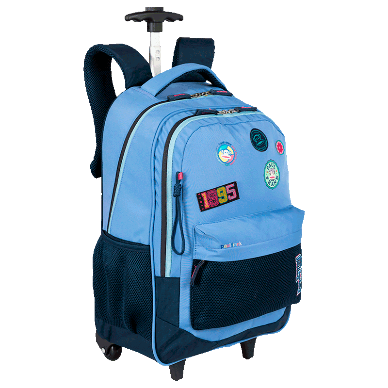 Mochila Carrinho Externo Paul Frank Casual Patches - Azul