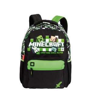 Kit  Mochila Grande mais Lancheira Pequena e Estojo 2 Compartimentos Minecraft M Plus 15 Anos - Colorido
