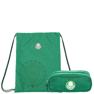 Kit Mochila Saquinho Alvi Verde e Estojo 2 Comp Palmeiras X01 - Verde