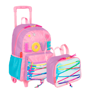 Kit  Mochilete Grande e Lancheira Pequena X Colors Girls - Colorido