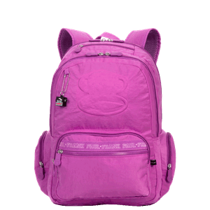 Kit  Mochila Grande 2 Compartimentos e Estojo Box Especial Paul Frank T03 - Orquídea