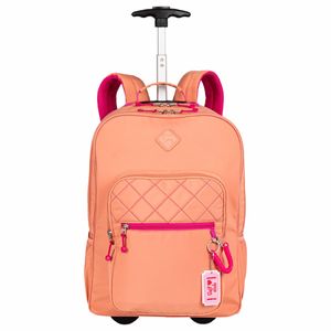Kit  Mochila Carrinho 2 Compartimentos e Estojo 3 Compartimentos Sestini Lover - Coral