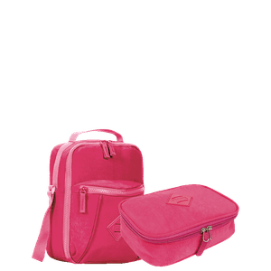 Kit Lancheira Pocket e Estojo Box Especial Sestini Crinkle Rosa - Pink