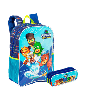 Kit  Mochila e Estojo 2 Compartimentos Pj Masks M Power Heroes - Colorido