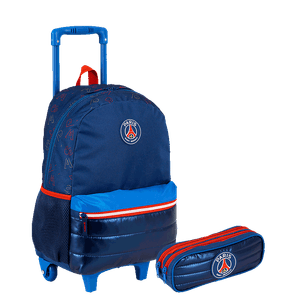 Kit  Mochilete Grande e Estojo 2 Compartimentos PSG M Plus Stripes - Colorido
