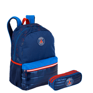 Kit  Mochila Grande e Estojo 2 Compartimentos PSG M Plus Stripes - Colorido