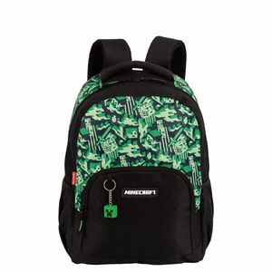 Kit  Mochila Grande mais Lancheira Grande e Estojo 2 Compartimentos Minecraft X Camoterra - Colorido