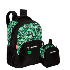 Kit  Mochila Grande e Lancheira Grande Minecraft X Camoterra - Colorido