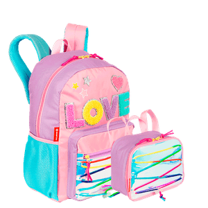 Kit  Mochila Grande e Lancheira Pequena X Colors Girls - Colorido