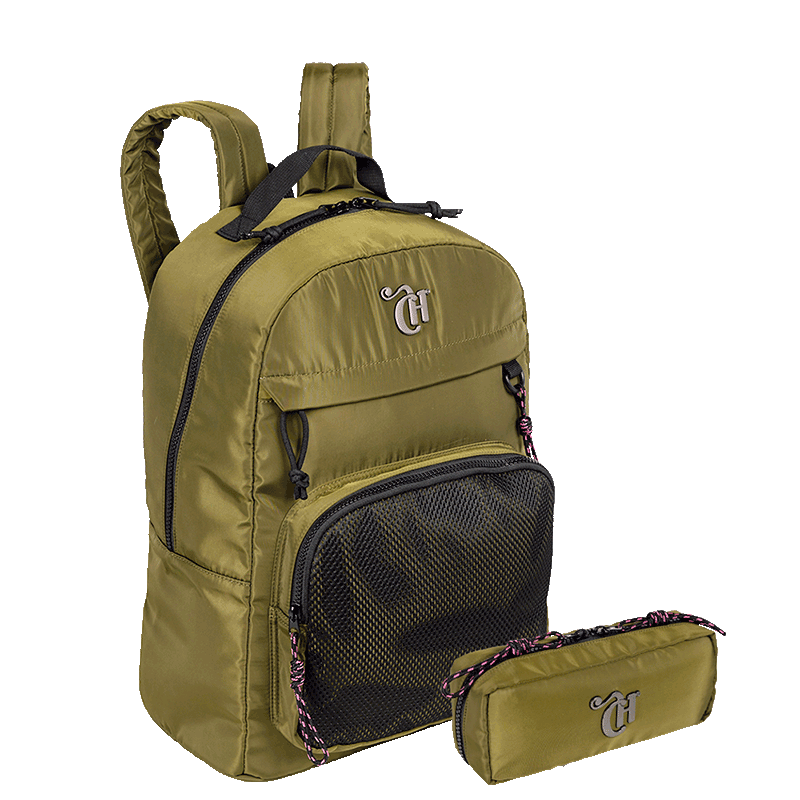 Kit Mochila Grande e Estojo Organizador Capricho Academy - Verde