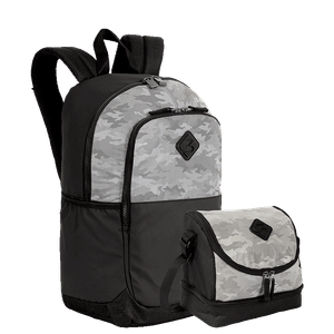 Kit  Mochila Grande Sestini Magic e Lancheira 2 Compartimentos - Preto e Cinza