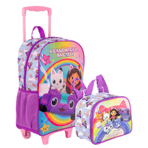 Kit Mochilete Grande e Lancheira Pequena Gabby M Rainbows - Colorido