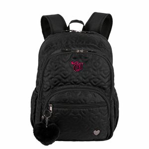 Kit  Mochila Grande 2 Compartimentos mais Lancheira 2 Compartimentos Abertura em U e Estojo Box Especial Capricho Crush - Preto