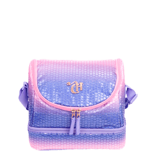 Lancheira 2 Compartimentos Capricho Paetê - Rosa com Lilás