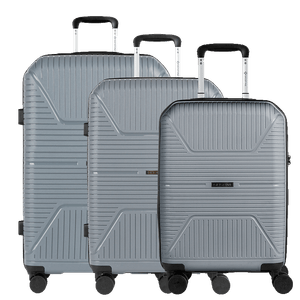 Kit 3 Malas de Viagem Grande, Média e Bordo PP Prime - Cinza Oceanico