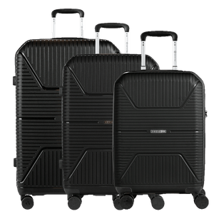 Kit 3 Malas de Viagem Grande, Média e Bordo PP Prime - Preto