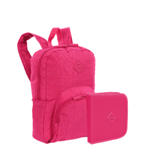 Kit  Mochila Grande Sestini Happy Crinkle e Estojo Artistico - Rosa