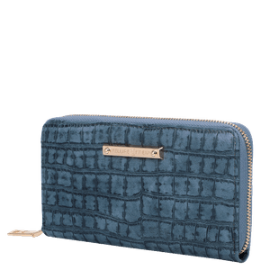 Carteira Zíper com Alça de Mão Fellipe Krein SS23 Croco - Azul