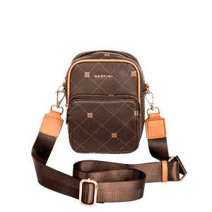 Bolsa Cross Bag Pequena Sestini Monograma - Marrom
