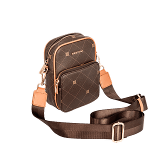 Bolsa Cross Bag Pequena Sestini Monograma - Marrom