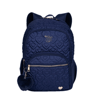 Mochila Grande 2 Compartimentos Capricho Crush Azul Marinho