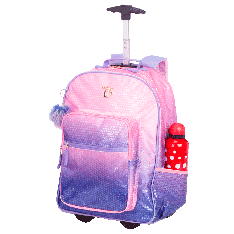 Mochila Carrinho Capricho Paetê - Rosa com Lilás | Sestini