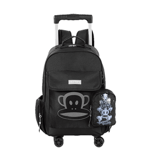Mochila Carrinho Externo 4 Rodas Paul Frank Casual - Preto