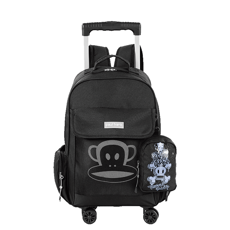 Mochila Carrinho Externo 4 Rodas Paul Frank Casual - Preto