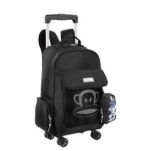 Mochila Carrinho Externo 4 Rodas Paul Frank Casual - Preto