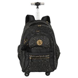 Mochila Carrinho 4 Rodas Paul Frank Styles - Black N Gold