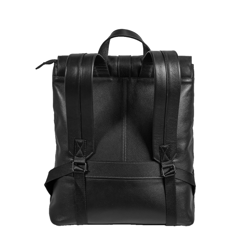 Mochila de Couro Maya com Tampa Notebook 15,6 - Preto | Sestini