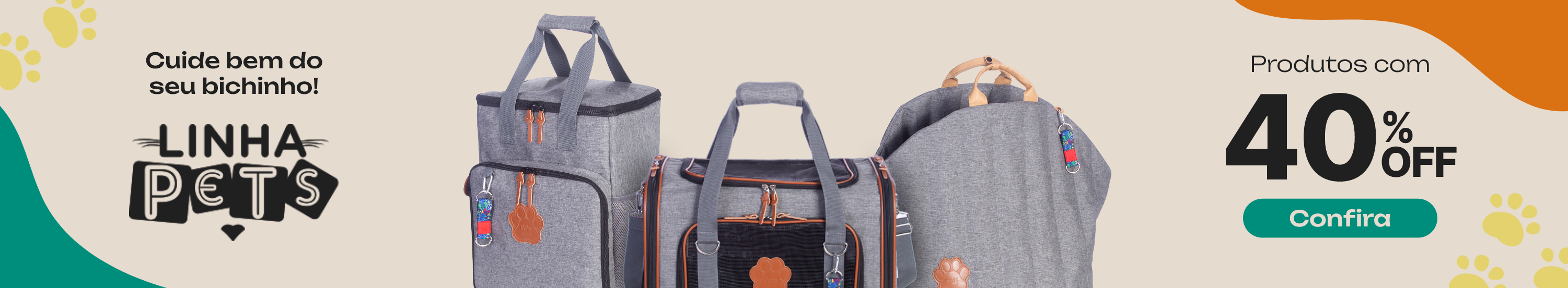 Linha de bolsas PETS com até 40% OFF